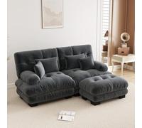 UIHECTA Canapé d'angle Modulaire Pouf, Canapé d'angle Cloud en U/L avec MéRidienne Confortable, Coussins Doubles, Tissu Chenille Doux, Canapé d'angle Profond Et Surdimensionné,A,94.4" L~Shape
