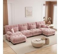 UIHECTA Canapé d'angle Modulaire Pouf, Canapé d'angle Cloud en U/L avec MéRidienne Confortable, Coussins Doubles, Tissu Chenille Doux, Canapé d'angle Profond Et Surdimensionné,C,173.2" U~Shape