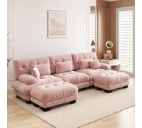 UIHECTA Canapé d'angle Modulaire Pouf, Canapé d'angle Cloud en U/L avec MéRidienne Confortable, Coussins Doubles, Tissu Chenille Doux, Canapé d'angle Profond Et Surdimensionné,C,133.8" U~Shape