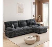 UIHECTA Canapé d'angle Modulaire Pouf, Canapé d'angle Cloud en U/L avec MéRidienne Confortable, Coussins Doubles, Tissu Chenille Doux, Canapé d'angle Profond Et Surdimensionné,A,133.8" L~Shape