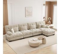 UIHECTA Canapé d'angle Modulaire Pouf, Canapé d'angle Cloud en U/L avec MéRidienne Confortable, Coussins Doubles, Tissu Chenille Doux, Canapé d'angle Profond Et Surdimensionné,B,173.2" L~Shape