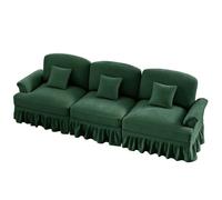 UIHECTA Canapé Modulaire d'angle avec Ottoman Amovible, Canapé Nuage Moderne avec Jupe Amovible et Pieds en Bois, pour Salon, Chambre, Bureau et Appartement,Vert,3Seat