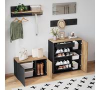 UIHECTA Ensemble Penderie Armoire, Commode Miroir, 2 Armoires à Chaussures, sans DéCoration, Panneau D'Armoire avec Miroir Panier à Chapeaux et 4 Crochets