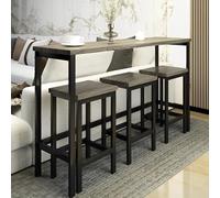 UIHECTA Ensemble Salle à Manger Extra-Longue 4 PièCes Design Moderne, Hauteur Comptoir, avec 3 Tabourets Et Une Table D'Appoint avec Repose-Pieds, Ensemble Cuisine Style Pub Encombrant,D
