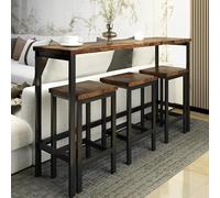UIHECTA Ensemble Salle à Manger Extra-Longue 4 PièCes Design Moderne, Hauteur Comptoir, avec 3 Tabourets Et Une Table D'Appoint avec Repose-Pieds, Ensemble Cuisine Style Pub Encombrant,B