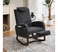 UIHECTA Fauteuil à Bascule Chambre d'enfant avec Repose-Pieds, Pieds en Bois D'HéVéA Et Poche LatéRale. Fauteuil d'allaitement à Dossier Haut. Fauteuil D'Appoint à Bascule,B