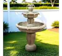 UIHECTA Fontaine D'ExtéRieur Moderne en BéTon, Grande Fontaine à 3 Niveaux Cascade Et Pompe éLectrique DéCoration Jardin, Patio, Cour Et Terrasse Aspect Pierre Naturelle,B