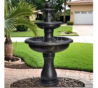 UIHECTA Fontaine D'ExtéRieur Moderne en BéTon, Grande Fontaine à 3 Niveaux Cascade Et Pompe éLectrique DéCoration Jardin, Patio, Cour Et Terrasse Aspect Pierre Naturelle,C