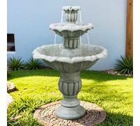 UIHECTA Fontaine D'ExtéRieur Moderne en BéTon, Grande Fontaine à 3 Niveaux Cascade Et Pompe éLectrique DéCoration Jardin, Patio, Cour Et Terrasse Aspect Pierre Naturelle,A