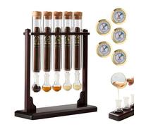 UIHECTA Injecteur d'Arome et Humidificateur pour Cigares Kit de Tubes en Verre pour Diffusion d'Arome avec Base en Bois Artisanale Présentoir d'Aromathérapie pour Amateurs Passionnés Cigares,5 Tubes
