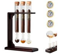 UIHECTA Injecteur d'Arome et Humidificateur pour Cigares Kit de Tubes en Verre pour Diffusion d'Arome avec Base en Bois Artisanale Présentoir d'Aromathérapie pour Amateurs Passionnés Cigares,3 Tubes