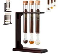 UIHECTA Injecteur d'Arôme et Humidificateur pour Cigares Kit Tubes en Verre Transparent pour Diffusion d'Arôme avec Base en Bois Artisanale Présentoir d'Aromathérapie pour Passionnés Cigares,3 Tubes