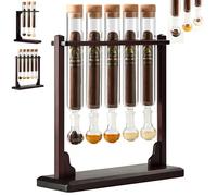 UIHECTA Injecteur d'Arôme et Humidificateur pour Cigares Kit Tubes en Verre Transparent pour Diffusion d'Arôme avec Base en Bois Artisanale Présentoir d'Aromathérapie pour Passionnés Cigares,5 Tubes