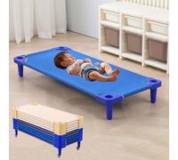 UIHECTA Lits CrèChe Empilables pour Tout-Petits, Lits Sieste pour Enfants D'âGe PréScolaire, Mobilier CrèChe, PrêT à Monter, Gain Place, pour CrèChe Salle Classe Sieste Sable,Bleu,10PCS 138cm