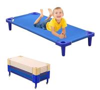 UIHECTA Lits De CrèChe Empilables pour Enfants, Lits De Sieste Portables pour Tout-Petits, PrêTs à Monter, Gain De Place, pour Classes Et éColes Maternelles,Bleu,5PCS 138cm