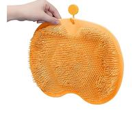 UIHECTA Tapis de Douche Anti-Dérapant - Coussin de Lavage et Gommage pour Pieds, Tapis Bain Séchage Rapide, Accessoire Murale Fixation par Ventouses, pour Salle Bain Baignoire Spa,Orange,23 * 30cm