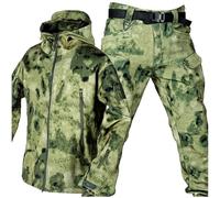 UIHECTA Veste Softshell pour Homme, Veste Et Pantalon Tactiques pour Homme, Ensembles De Combinaisons De Combat Militaires ImperméAbles, Uniforme Militaire De Chasse Camouflage en ForêT,007,M