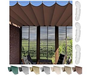 UIHECTA Voile d'Ombrage Rétractable pour Pergola, Toile Imperméable Anti-UV 90%, Auvent Extérieur pour Jardin Terrasse Balcon ou Carport,café,1.2×4M (W×L)