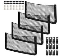 UIHOL Filet Rangement pour Voiture 4 PCS, Organisateurs Rangement Coffre 40*20CM, avec 28 Vis, 12 Crochets, Multifonctionnel Sac Pocket Organizer de Voiture pour Camping-Cars,Bateaux(Filet élastique)