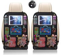 UIHOL Organisateur de Voiture, 2Pcs Protège-Siège Arrière Enfants Kick Mats, Protection Auto Imperméable, Support Tablette Transparent, Rangement Multi-Poches