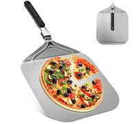 UIHOL Professionnelle Pelle a Pizza Perforée 32 x 32 cm, Support de Grande Surface, avec Poignée Pliable pour Four et Barbecue pour la Cuisson de Pizzas, Pain, Longueur Totale 63,2 cm
