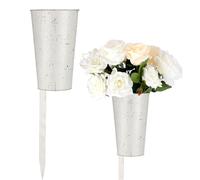 Uiifan Lot de 2 vases de cimetière en métal pour Tombe, Vase funéraire pour Tombe, pelouse, Cour, décorations funéraires