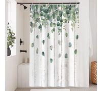 Uiiooazy Rideau Douch Gris, Rideau de Douche 120x200cm Anti Moisissure Feuilles d'eucalyptus Vert Planche de Bois Rideaux de Baignoire Tissu Lavable Polyester Rideaux Salle de Bain avec 8 Crochets