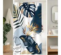 Uiiooazy Rideau Douche Anti Moisissure, Rideau de Douche 120x180cm Bleu Ciel Boheme Tropicale Foglie di Palmier Jungle Rideaux de Baignoire Tissu Lavable Imperméable Rideaux de Bain avec 8 Crochets