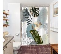 Uiiooazy Rideau Douche Anti Moisissure, Rideau de Douche 150x180cm Boheme Tropicale Foglie di Palmier Vert Jungle Rideaux de Baignoire Tissu Lavable Imperméable Rideaux Salle de Bain avec 10 Crochets