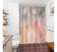 Uiiooazy Rideau Douche Anti Moisissure, Rideau de Douche 150x180cm Rose Effet Marbre Gris Jaune Rideaux de Baignoire Tissu Lavable Imperméable Polyester Rideaux Salle de Bain avec 10 Crochets