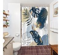 Uiiooazy Rideau Douche Anti Moisissure, Rideau de Douche 150x200cm Bleu Ciel Boheme Tropicale Foglie di Palmier Jungle Rideaux de Baignoire Tissu Lavable Imperméable Rideaux de Bain avec 10 Crochets
