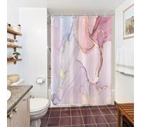 Uiiooazy Rideau Douche Anti Moisissure, Rideau de Douche 150x200cm Rose Effet Marbre Lavande Violet Rideaux de Baignoire Tissu Lavable Imperméable Polyester Rideaux Salle de Bain avec 10 Crochets
