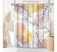 Uiiooazy Rideau Douche Anti Moisissure, Rideau de Douche 180x180cm Rose Boheme Tropical Abstrait Feuilles de Palmier Rideaux de Baignoire Tissu Lavable Imperméable Rideaux de Bain avec 12 Crochets