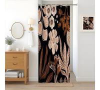 Uiiooazy Rideau Douche Étroit, Rideau de Douche Noir 90x180cm Anti Moisissure Abstrait Fleur Rose Boheme Rideaux de Baignoire Tissu Lavable Imperméable Polyester Rideaux Salle de Bain avec 6 Crochets