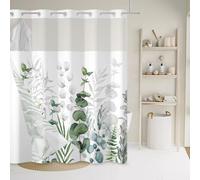 Uiiooazy Rideau Douche Eucalyptus, Rideau de Douche Couche Double San Crochets Vert Sauge Rideau de Baignoire Anti Moisissure Imperméable avec Doublure Encliquetable pour Salle de Bain 180Lx180Hcm