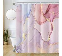 Uiiooazy Rideau Douche Rose, Rideau de Douche Abstrait Effet Marbre Bleu et Violet Rideaux de Baignoire Anti Moisissure Imperméable Tissu Polyester Lavable Rideaux de Bain avec 12 Crochets 180x240cm