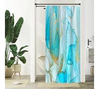 Uiiooazy Rideau Douche Sarcelle, Rideau de Douche Effet Marbre Bleu Turquoise Rideaux de Baignoire Anti Moisissure Imperméable Tissu Polyester Lavable Rideaux Salle de Bain avec 6 Crochets 90x180cm