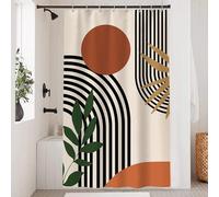 Uiiooazy Rideau Douche Terracotta, Rideau de Douche Anti Moisisusre 120x200cm Tissu Lavable Orange Abstrait Boho Rideaux de Baignoire Boheme Imperméable Polyester Rideaux de Bain avec 8 Crochets