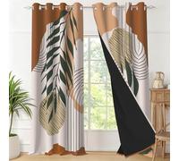 Uiiooazy Rideaux Occultant Abstrait, Rideaux Occultant Boho Terracotta Feuilles Vert Rideau Thermiques Isolant Anti Froid et Chaleur Rideau à Oeillets pour Chambre Cuisine Fenêtre, 2 PCS, 135x160cm