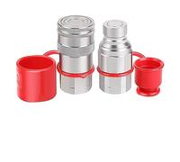 Uikdjgu 1/2" NPT Coupleur Hydraulique Skid Steer Face Plate Raccords Rapides + 2PCS Bouchon Anti-Poussière Argent Tracteur Coupleur Hydraulique