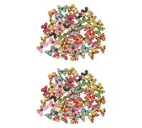 Uikdjgu 100Pcs 2 Trous de Mixte Bouton de Papillon en Bois de Couture Scrapbooking DIY