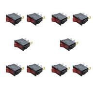 Uikdjgu 10X Interrupteur A Bascule ON OFF Bipolaire 28X10mm 250V 15A ROUGE 3 Bornes