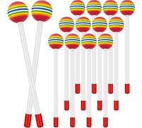 Uikdjgu 14 PièCes SéRies Lollipop Tambour Maillet Bâtons Rond Arc-En-Ciel Marteau Percussion Bâtons en Plastique Pilons pour Enfants L'Enfant Maillet