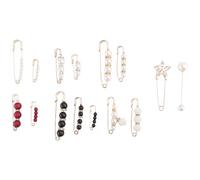 Uikdjgu 15 PièCes SéRies Pinces à Chandail éPingles de SûReté Robustes Faux Blanc Perle Broche Broche Robe Pince Chapeau Châle éPingle Strass éMail Broches