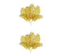 Uikdjgu 16 PièCes Feuilles de Palmier ou Artificiel RéAliste Plantes DoréEs Feuille ou Feuille de Palmier Tropical Faux ou Feuilles DéCoration