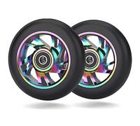 Uikdjgu 2 Roues de Remplacement pour Scooter 100 Mm avec Roulement, Roues en PU de Scooter Cascadeur pour Voitures à Bascule, Voitures ExtrêMes, Scooters