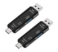 Uikdjgu 2X 5-en-1 OTG Lecteur de Carte Micro-SD/Carte SD/Support de Lecteur USB TF Android Type-C Phone/Ordinateur
