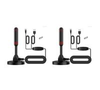 Uikdjgu 2X Antenne TV Intérieure HD, Antenne TV Numérique Intérieure 120 Miles avec Prise en Charge de L'Amplificateur de Signal 4K/1080P/UHF/VHF/TNT HDTV