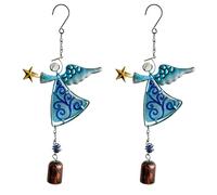 Uikdjgu 2X Carillon à Vent d'ange en Métal, Décoration Suspendue, Cloches D'Ornement, Cloche d'ange Décorative, Cloches Suspendues Bleues