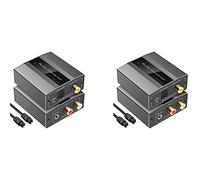 Uikdjgu 2X Convertisseur Audio Analogique-Numérique vers Optique avec Câble Optique Audio Numérique Toslink et Adaptateur Audio Coaxial